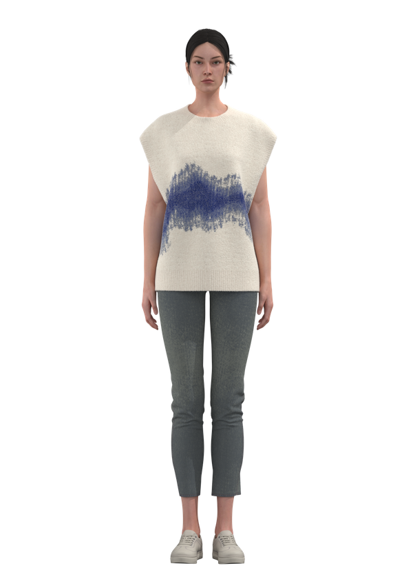 Damen-Jacquardweste mit Rundhalsausschnitt