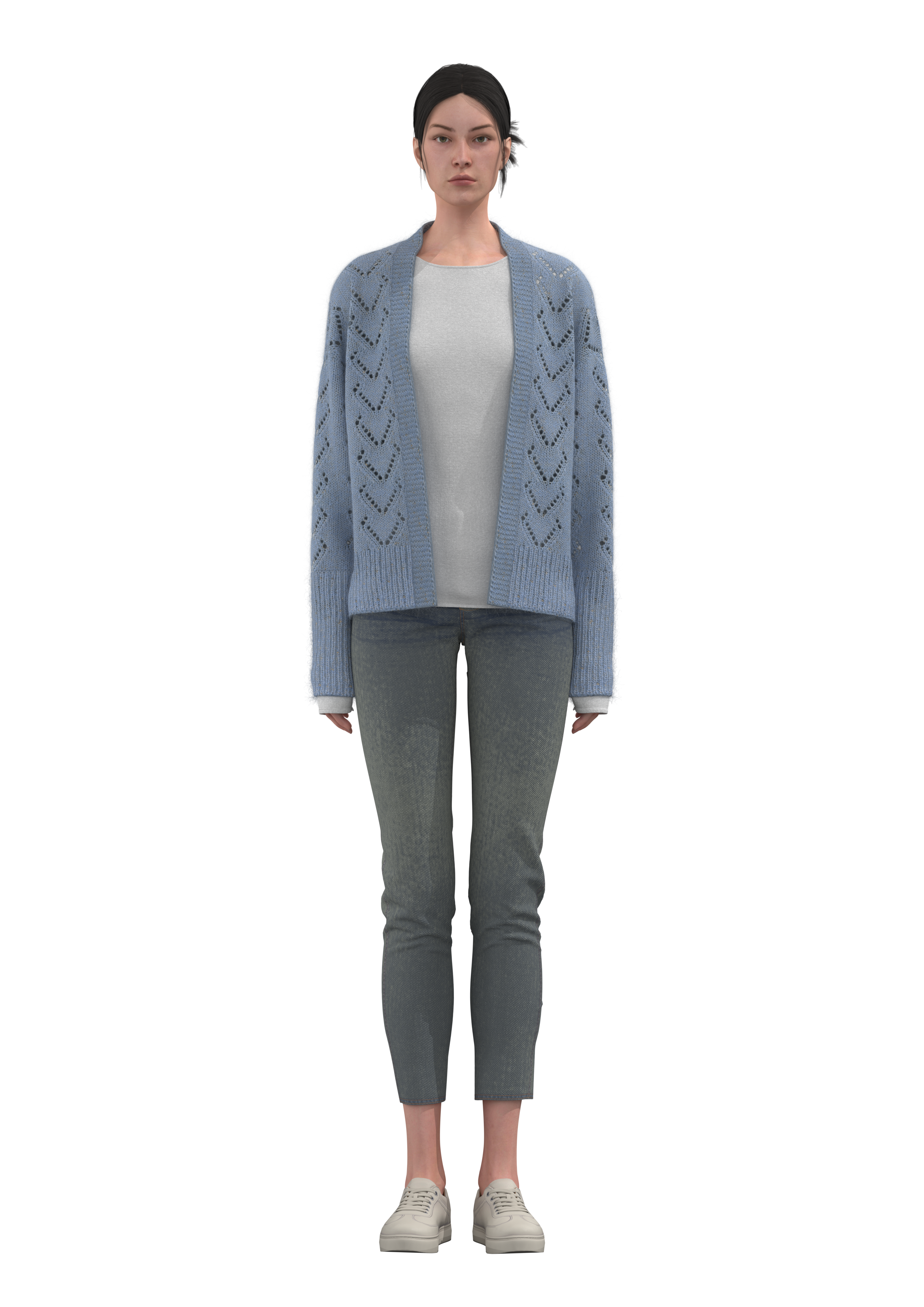 Cardigan Femme En Maille Ajour&eacute;e Motif Losanges