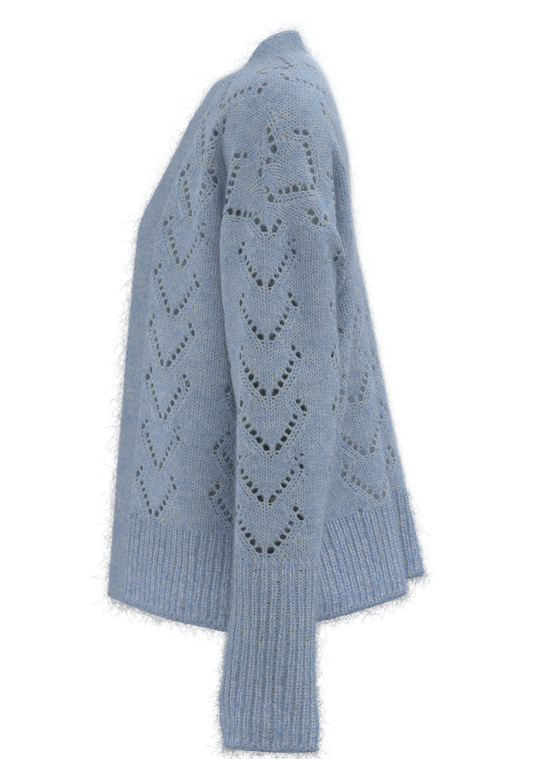 Damen-Cardigan mit Lochmuster und Rautenmuster