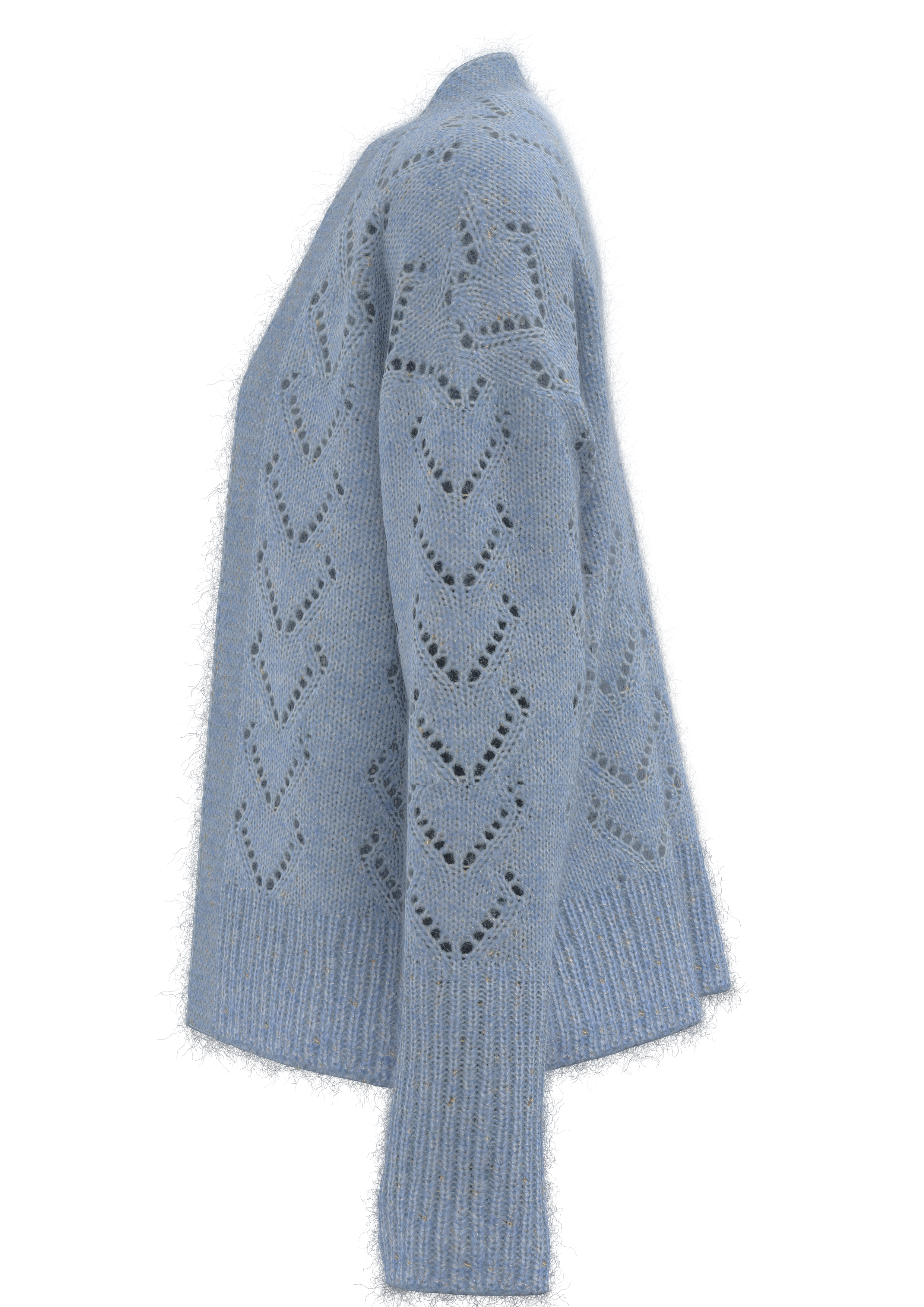 Cardigan Femme En Maille Ajour&eacute;e Motif Losanges