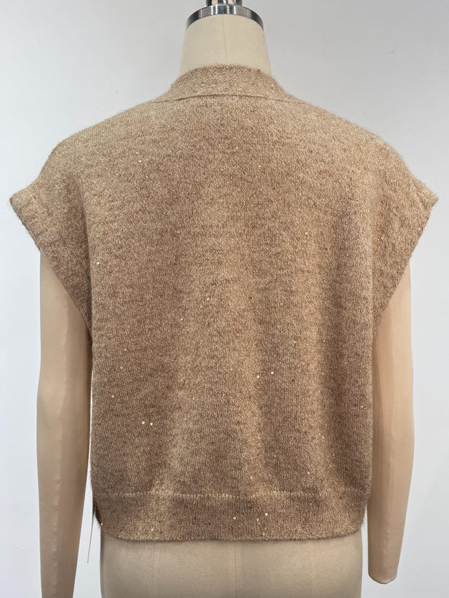 Gilet &agrave; paillettes en mohair m&eacute;lang&eacute;