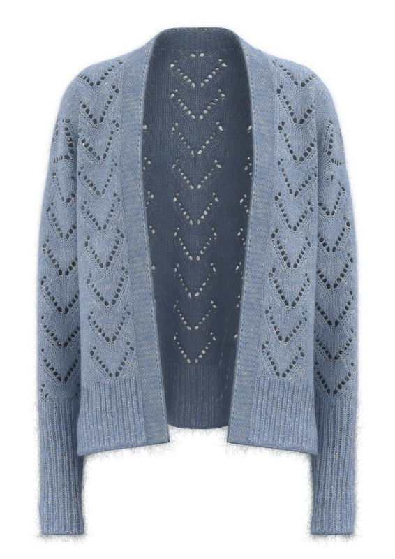 Cardigan Femme En Maille Ajour&eacute;e Motif Losanges