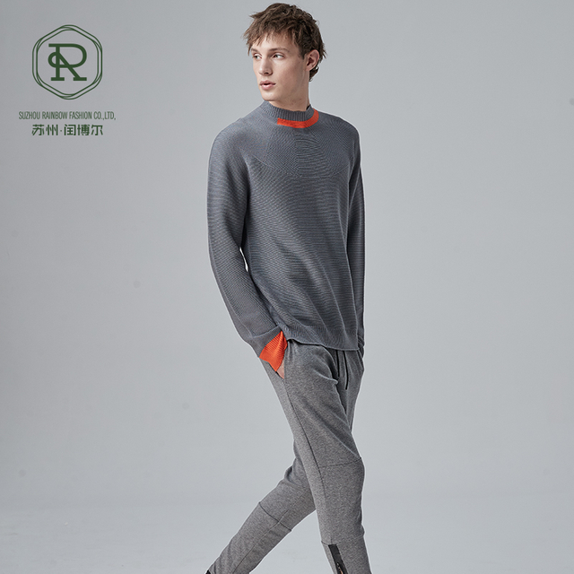 Jersey con cuello redondo para hombre, ropa deportiva sin costuras de lana RWS