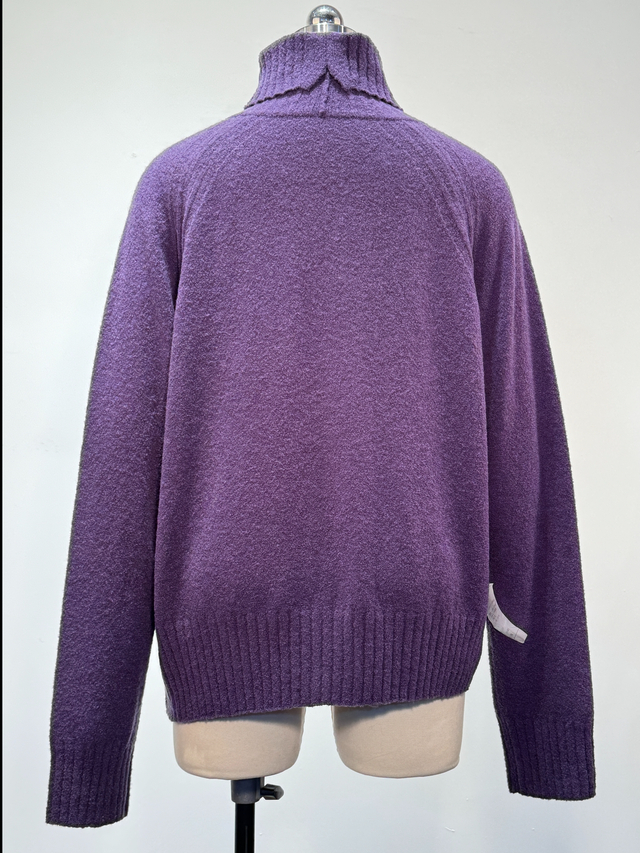 Pull en tricot sans couture &agrave; col roul&eacute; et manches raglan
