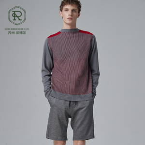 Jersey de jacquard con cuello redondo para hombre, ropa deportiva sin costuras de lana RWS