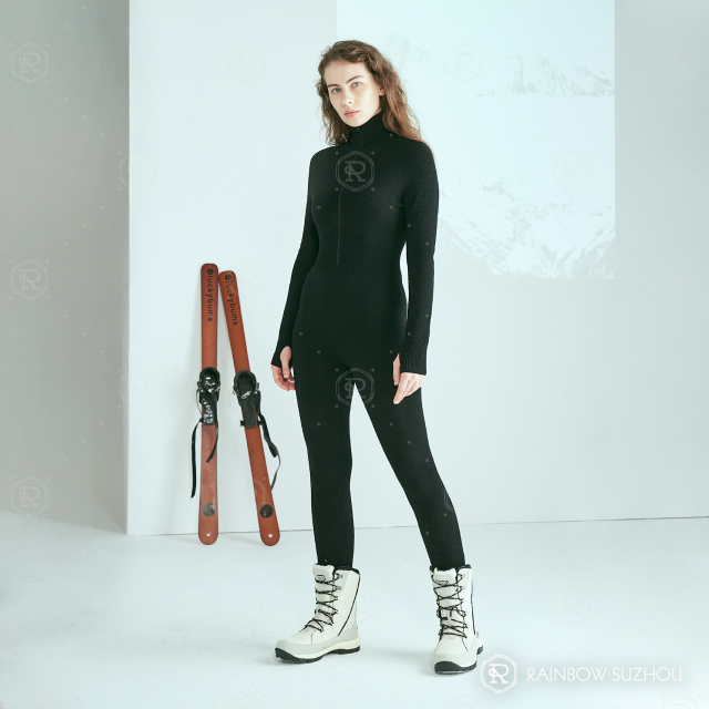 Ski-Body aus Merinowolle, nahtloser Baselayer