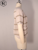 Cardigan en maille pointelle ray&eacute; &agrave; manches courtes avec poches